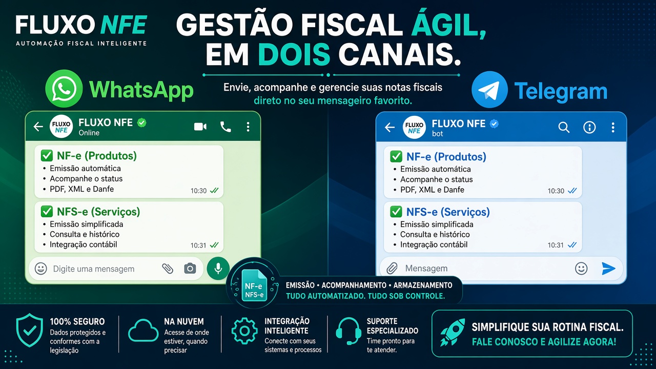 Oferta FLUXO NFE — WhatsApp e Telegram com NF-e e NFS-e